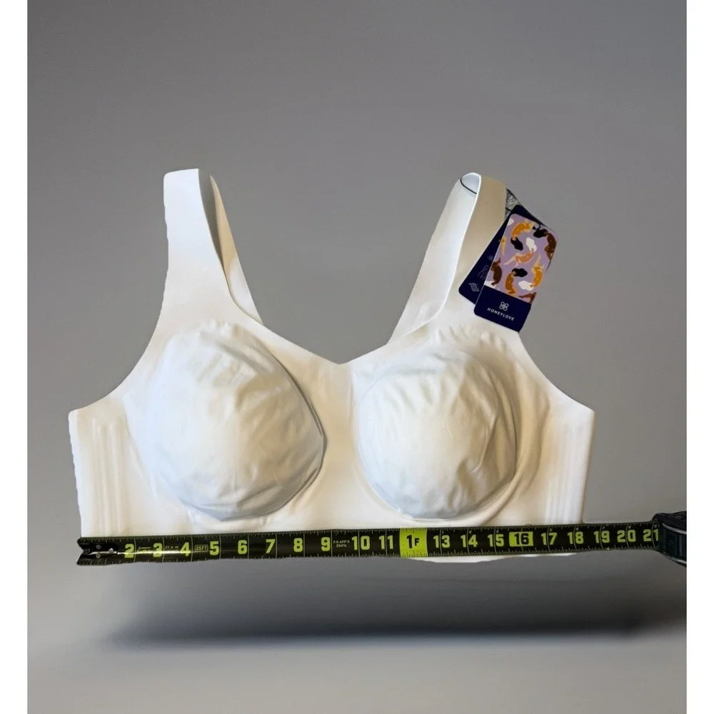 NWT Honeylove V Neck Bra‎ Liftwear Wireless Support White Womens 3X Padded - Picture 4 of 7
